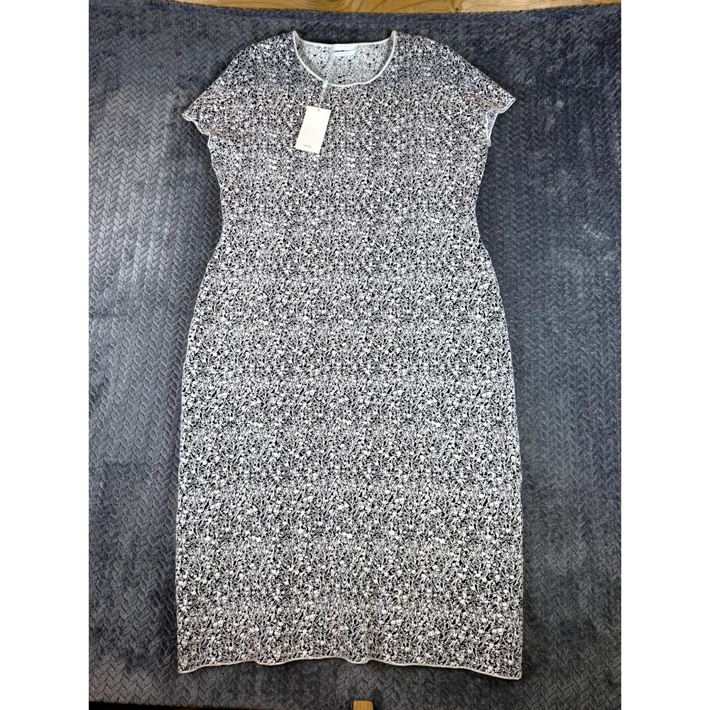 Hugo Boss Femersyn Shift Dress Womens 2XL Black White Knitted Made in Italy